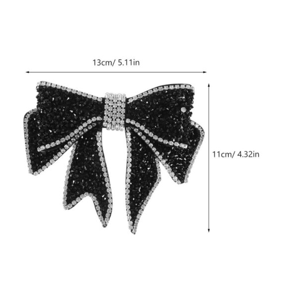 Pearl Fabric Crystal Hair Clips 2pcs Black Bows Kids Girls Gift main image 7